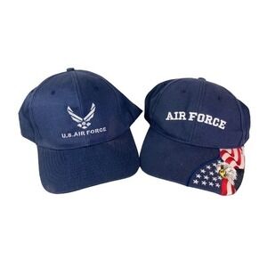 US Air Force USAF Baseball Military Hat Lot of 2 Hats Cap Caps Blue Veteran U.S.